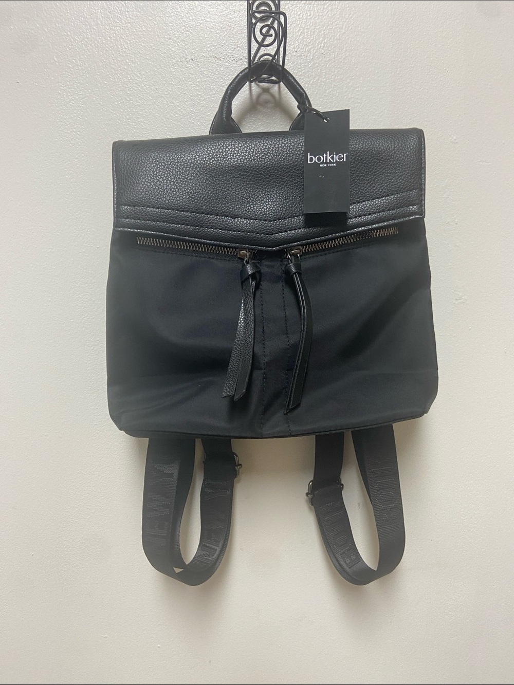 Botkier Black Pebbled Flap Backpack